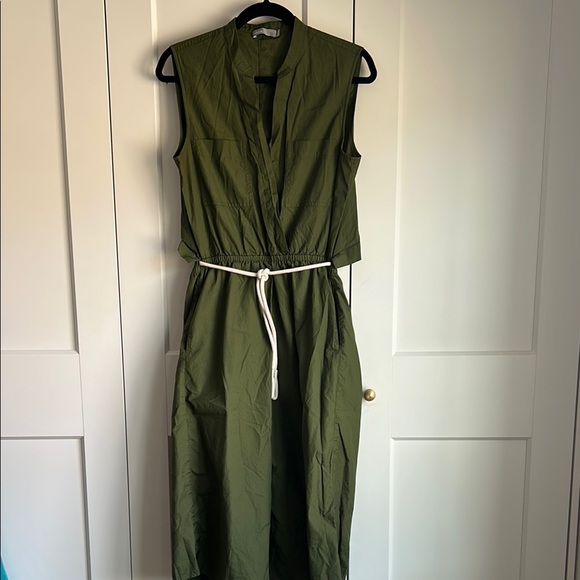 Vince Cedar Green Rope Belted Dress Open Cutout Back | Medium - Picture 5 of 8